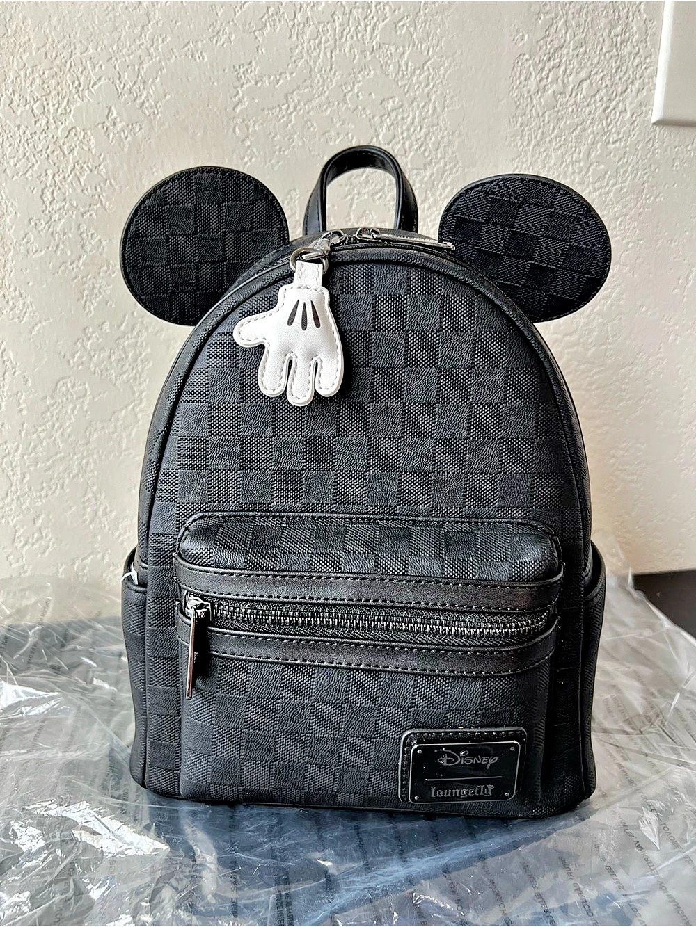 Loungefly Disney Mickey Mouse Black Checkered Texture Mini Backpack - NWT